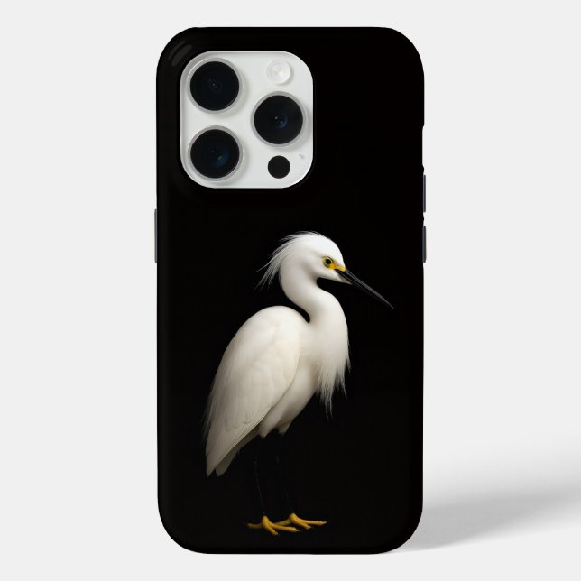 Coques Case-Mate iPhone Noir 4 Luxe iPhone 15 Pro Mate Aigrette neigeuse (Verso)
