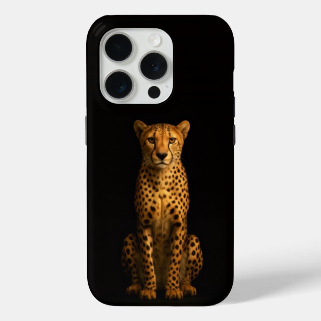 Coques Case-Mate iPhone Noir 4 Luxe iPhone 15 Pro Mate Guépard Élégant (Verso)