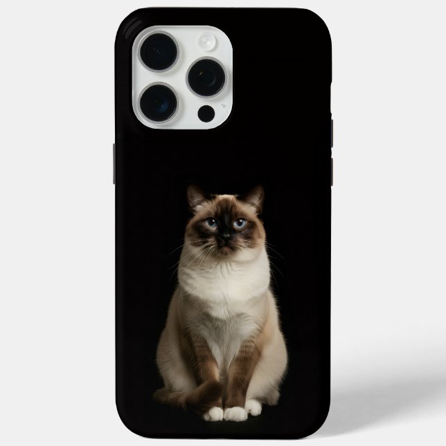 Coques Case-Mate iPhone Noir 4 Luxe iPhone 15 Pro Max, Chat Birman (Verso)