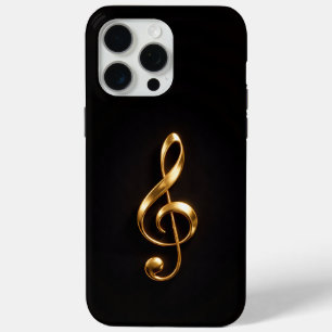 Coque Case-Mate iPhone Noir 4 Luxe iPhone 15 Pro Max, Clé de Sol Dorée