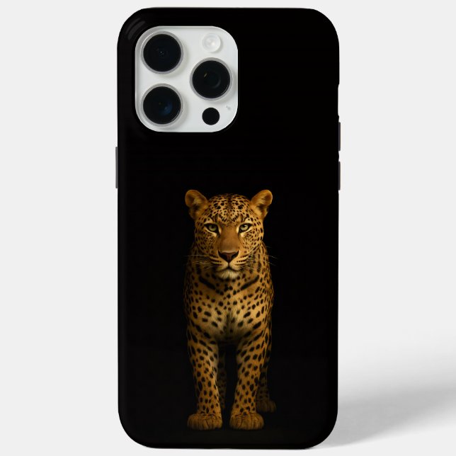 Coques Case-Mate iPhone Noir 4 Luxe iPhone 15 Pro Max, Léopard Majestueux (Verso)