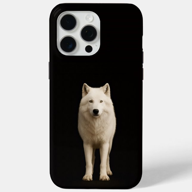 Coques Case-Mate iPhone Noir 4 Luxe iPhone 15 Pro Max, Loup Arctique Ivoir (Verso)