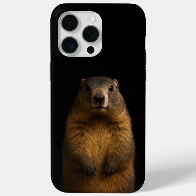 Coques Case-Mate iPhone Noir 4 Luxe iPhone 15 Pro Max, Marmotte Fluffy (Verso)