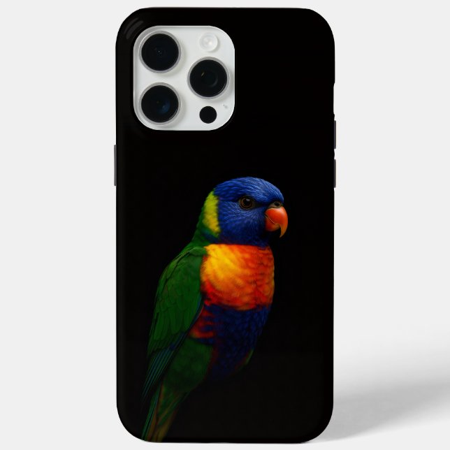 Coques Case-Mate iPhone Noir 4 Luxe iPhone 15 Pro Max, Perroquet Loriquet (Verso)
