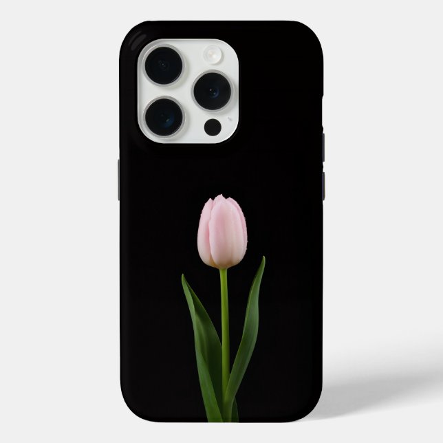 Coques Case-Mate iPhone Noir 4 Luxe iPhone 15 Pro Tulipe Rose Tendre (Verso)