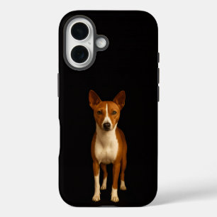 Coque Pour iPhone 16 Noir 4 Luxe iPhone 16 Mate, Chien Basenji Classeux