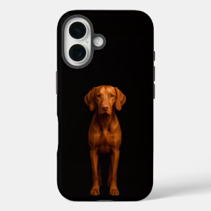 Coque Pour iPhone 16 Noir 4 Luxe iPhone 16 Mate, Chien Vizsla Agile