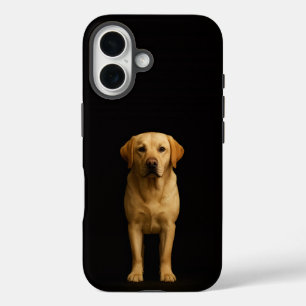 Coque Pour iPhone 16 Noir 4 Luxe iPhone 16 Mate, Labrador Minimaliste
