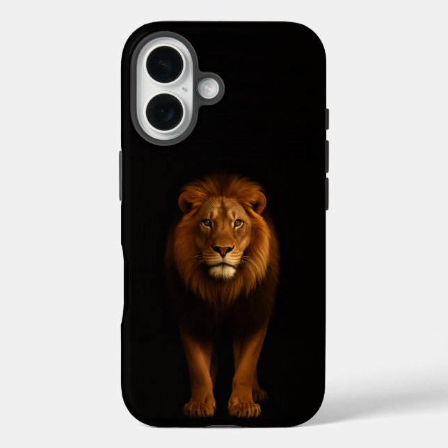 Coques Case-Mate iPhone Noir 4 Luxe iPhone 16 Mate, Lion Majestueux (Verso)