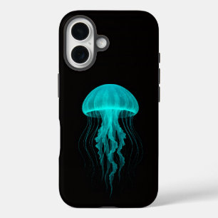 Coque Pour iPhone 16 Noir 4 Luxe iPhone 16 Mate, Méduse Verte
