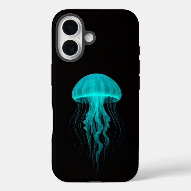 Coques Case-Mate iPhone Noir 4 Luxe iPhone 16 Mate, Méduse Verte (Verso)