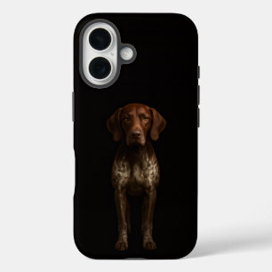 Coque Pour iPhone 16 Noir 4 Luxe iPhone 16 Mate, Pointer Allemand