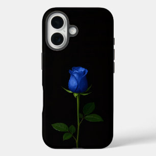 Coque Pour iPhone 16 Noir 4 Luxe iPhone 16 Mate, Rose Bleu de Minuit