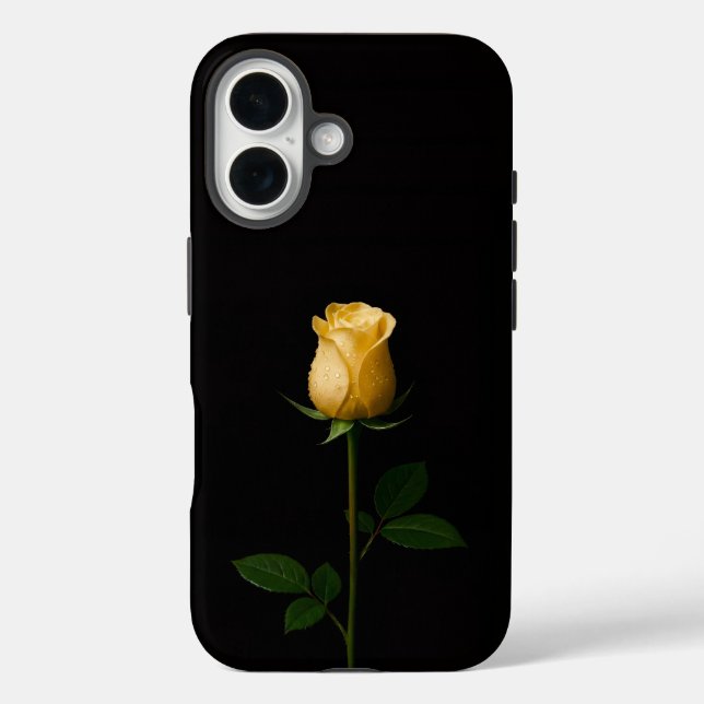 Coques Case-Mate iPhone Noir 4 Luxe iPhone 16 Mate, Rose Jaune Ensoleillée (Verso)
