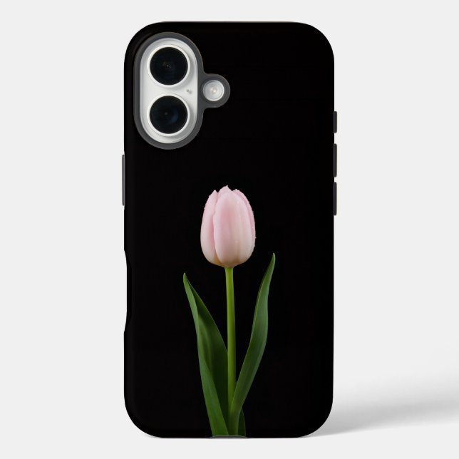 Coques Case-Mate iPhone Noir 4 Luxe iPhone 16 Mate, Tulipe Rose Pâle (Verso)