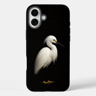 Coque Pour iPhone 16 Plus Noir 4 Luxe iPhone 16 Plus, Aigrette neigeuse