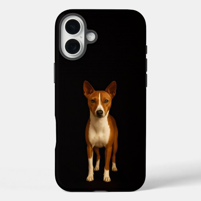 Coques Case-Mate iPhone Noir 4 Luxe iPhone 16 Plus, Chien Basenji Classeux (Verso)
