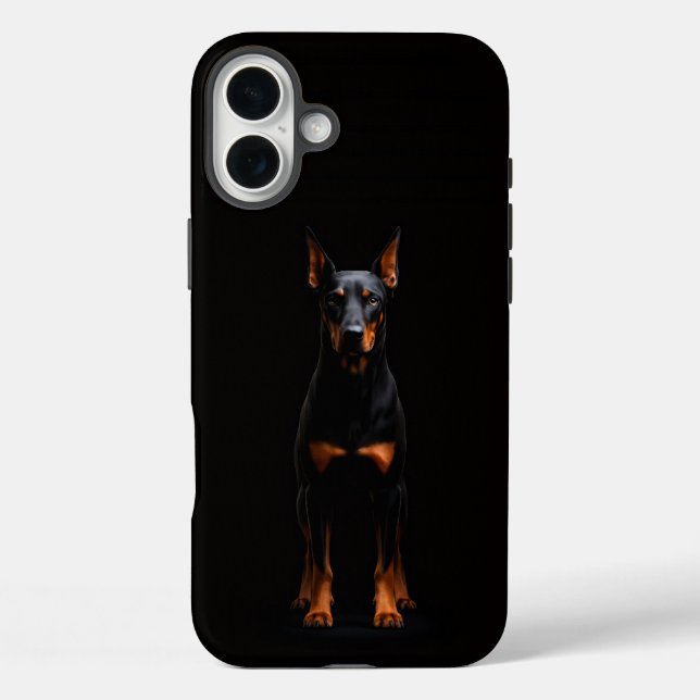 Coques Case-Mate iPhone Noir 4 Luxe iPhone 16 Plus, Chien Doberman Gardien (Verso)