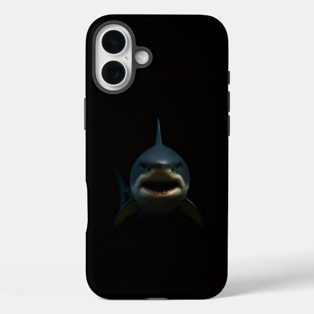 Coques Case-Mate iPhone Noir 4 Luxe iPhone 16 Plus, Grand Requin Blanc (Verso)