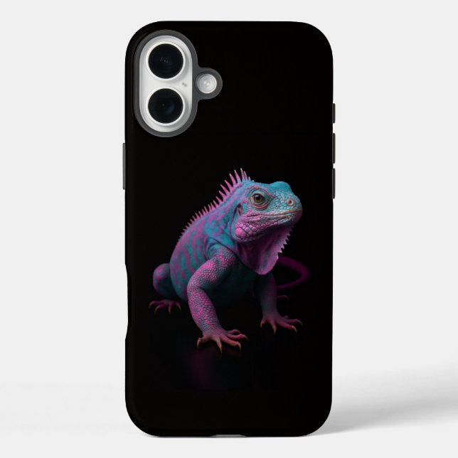 Coques Case-Mate iPhone Noir 4 Luxe iPhone 16 Plus, Iguane Rose (Verso)
