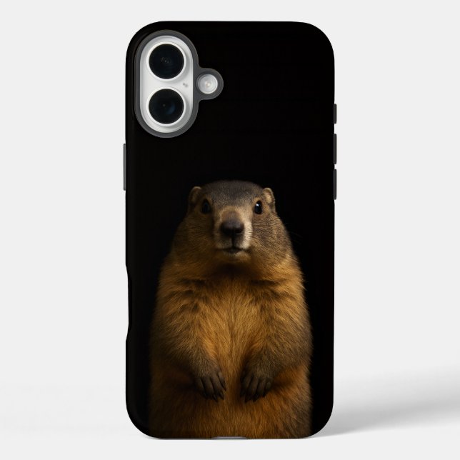 Coques Case-Mate iPhone Noir 4 Luxe iPhone 16 Plus, Marmotte Fluffy (Verso)