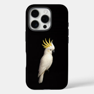 Coque iPhone 16 Pro Noir 4 Luxe iPhone 16 Pro, Cacatoès Sulphur-Cresté