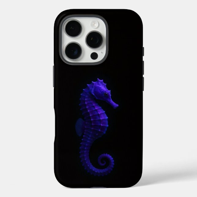 Coques Case-Mate iPhone Noir 4 Luxe iPhone 16 Pro, Hippocampe Violet (Verso)