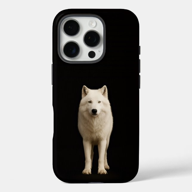 Coques Case-Mate iPhone Noir 4 Luxe iPhone 16 Pro, Loup Arctique Ivoire (Verso)
