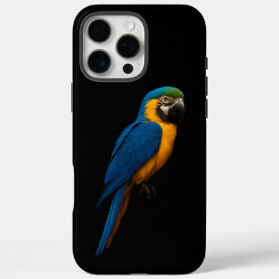 Coque iPhone 16 Pro Max Noir 4 Luxe iPhone 16 Pro Max, Ara bleu et jaune