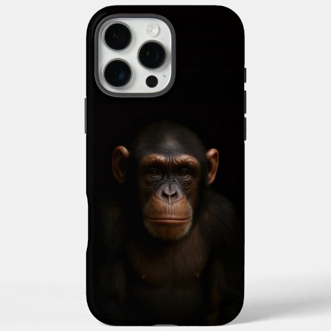 Coques Case-Mate iPhone Noir 4 Luxe iPhone 16 Pro Max, Chimpanzé Serein (Verso)