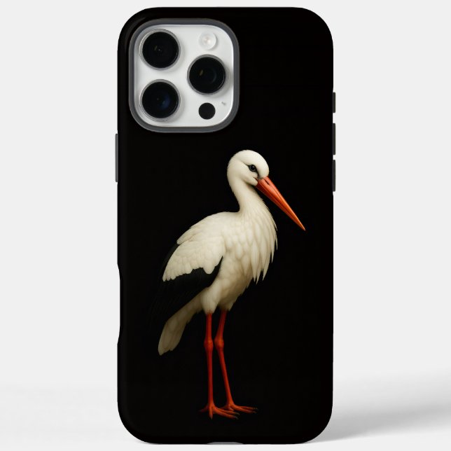 Coques Case-Mate iPhone Noir 4 Luxe iPhone 16 Pro Max, Cigogne Élégante (Verso)