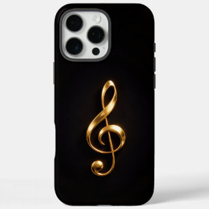 Coque iPhone 16 Pro Max Noir 4 Luxe iPhone 16 Pro Max, Clé de Sol Dorée