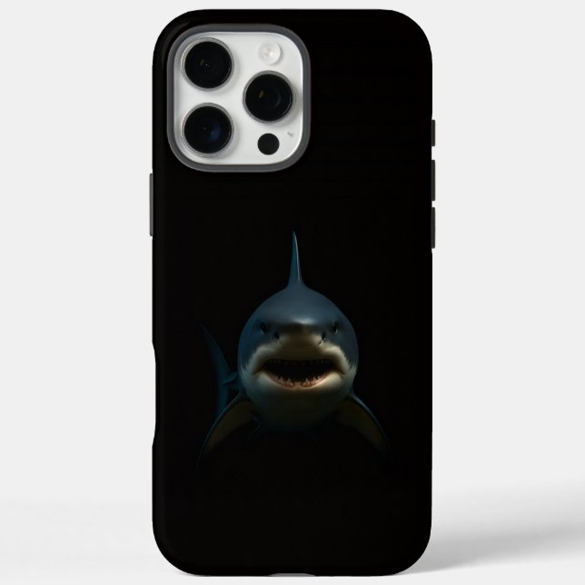 Coques Case-Mate iPhone Noir 4 Luxe iPhone 16 Pro Max, Grand Requin Blanc (Verso)