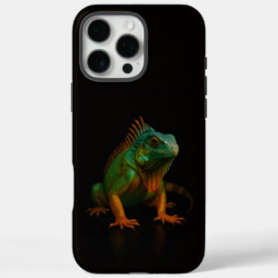 Coque iPhone 16 Pro Max Noir 4 Luxe iPhone 16 Pro Max, Iguane Vert