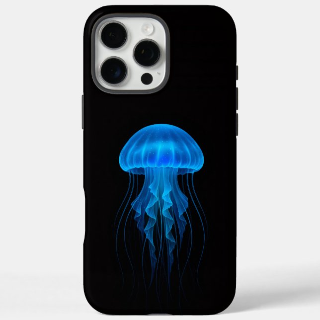 Coques Case-Mate iPhone Noir 4 Luxe iPhone 16 Pro Max, Méduse Bleue (Verso)