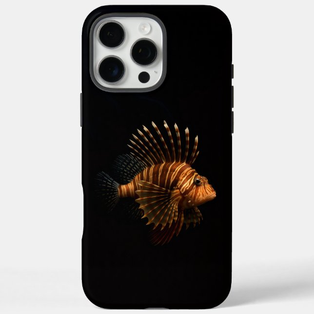 Coques Case-Mate iPhone Noir 4 Luxe iPhone 16 Pro Max, Poisson-Lion Rouge (Verso)
