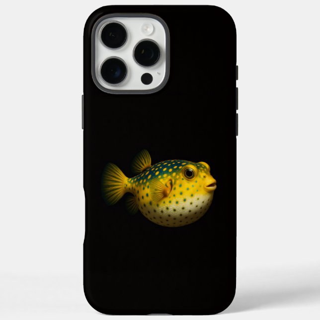 Coques Case-Mate iPhone Noir 4 Luxe iPhone 16 Pro Max, Poisson-lune jaune (Verso)