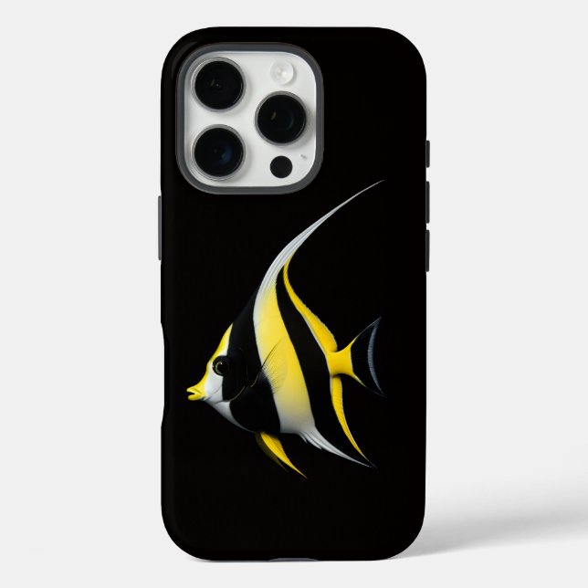 Coques Case-Mate iPhone Noir 4 Luxe iPhone 16 Pro, Poisson-ange royal (Verso)