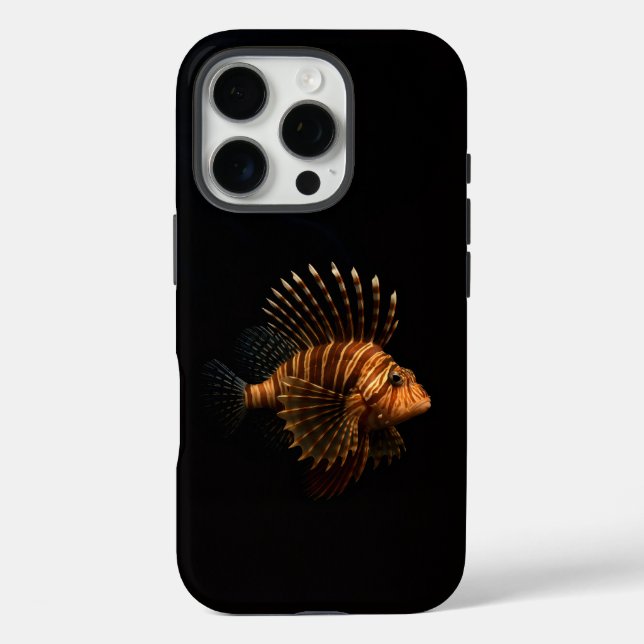 Coques Case-Mate iPhone Noir 4 Luxe iPhone 16 Pro, Poisson-lion rouge (Verso)