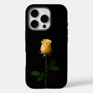 Coque iPhone 16 Pro Noir 4 Luxe iPhone 16 Pro, Rose jaune ensoleillé
