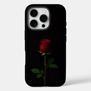 Coque iPhone 16 Pro Noir 4 Luxe iPhone 16 Pro, Rose Rouge Velours
