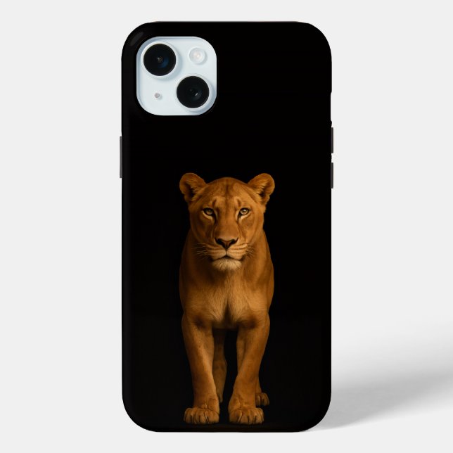 Coques Case-Mate iPhone Noir 4 Luxe, Lionne Noble iPhone 15 Plus (Verso)