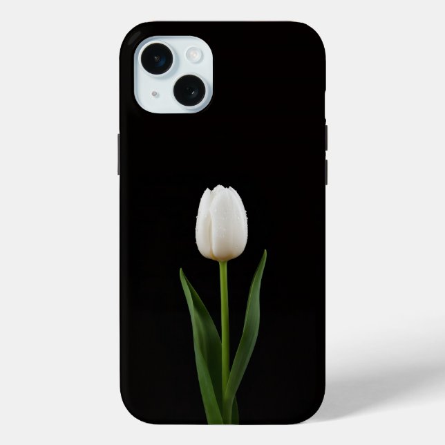 Coques Case-Mate iPhone Noir 4 Luxe, Tulipe Blanche Perle iPhone 15 Plus (Verso)