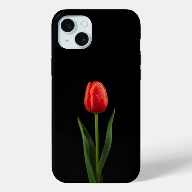 Coques Case-Mate iPhone Noir 4 Luxe, Tulipe Rouge Rubis iPhone 15 Plus (Verso)