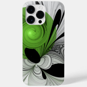 Coque Case-Mate iPhone Noir Abstrait et blanc avec art fractal vert
