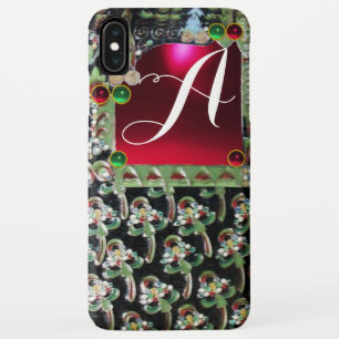 Case-Mate iPhone Case NOIR ART VERT NOUVEAU MONOGRAMME EN PIERRE, Rubis