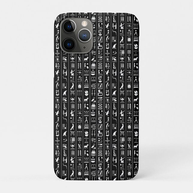 Coques Case-Mate iPhone Noir avec Hiéroglyphes blancs (Dos)