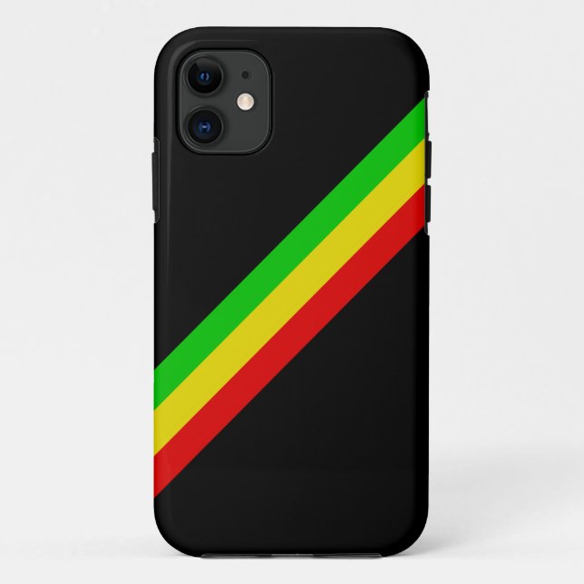 Coques Case-Mate iPhone Noir avec les rayures diagonales de Rasta (Dos)