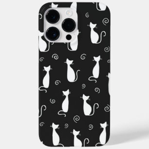 COQUE Case-Mate iPhone NOIR AVEC MOTIF CHAT SITTING BLANC
