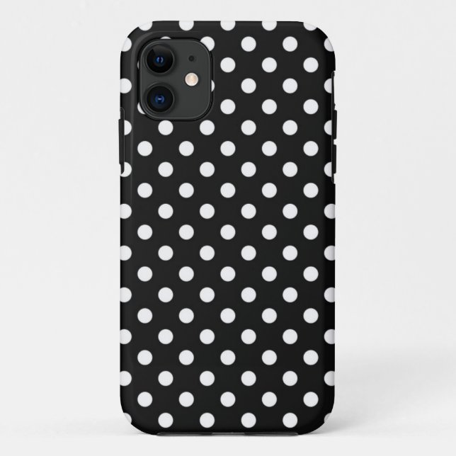 Coques Case-Mate iPhone Noir avec points blancs (Dos)